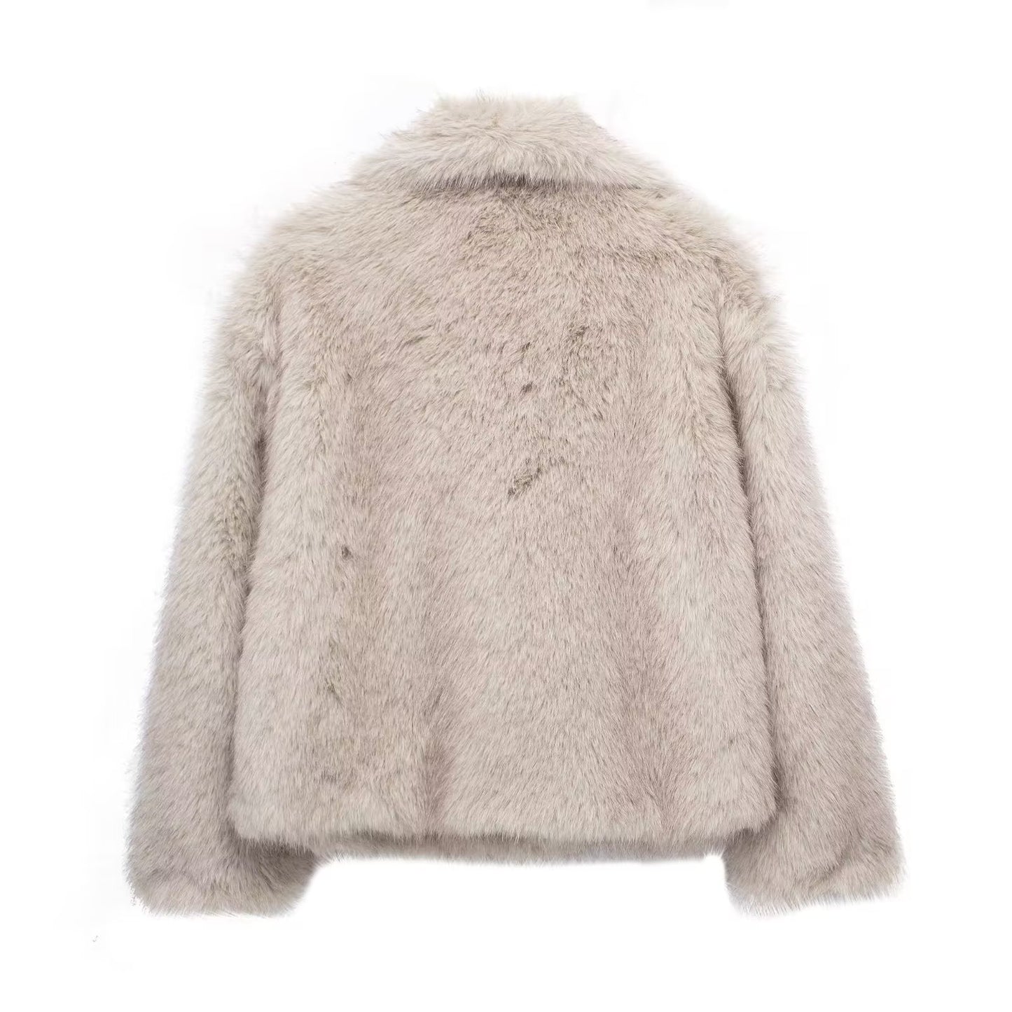 Winter Plush Coat - Fashionable Thick Lapel Outerwear for Women, Long Sleeve Casual Top