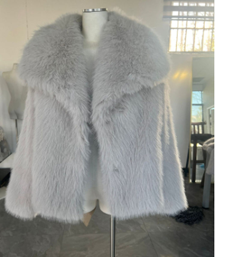 Winter Plush Coat - Fashionable Thick Lapel Outerwear for Women, Long Sleeve Casual Top